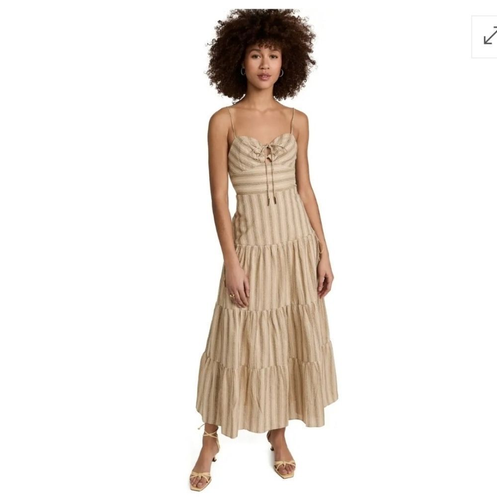 SIGNIFICANT OTHER JORDAN Beige Striped Maxi Dress Size US 2 Coastal Casual